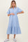 Light Blue Striped Button Collared Maternity Midi Dress