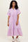 Pink Striped Button Collared Midi Dress