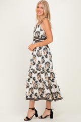 Black Floral Sleeveless Tiered Maxi Dress