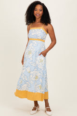 Light Blue Floral Sleeveless Flowy Maxi Dress