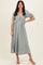 Green Ribbed Short Sleeve Empire Waist V-Neck Maxi Dress