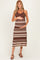 Chocolate Sleeveless Striped Crochet Maternity Dress