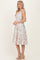Ivory Floral Shoulder Tie Tiered Midi Dress