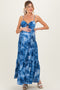 Blue Tie Dye Cutout Tie Back Maternity Maxi Dress