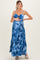 Blue Tie Dye Cutout Tie Back Maternity Maxi Dress