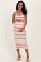 Pink Crochet Knit Striped Maternity Tank Dress