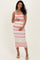 Pink Crochet Knit Striped Maternity Tank Dress