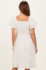 Ivory Textured Sweetheart Neck Dress