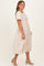 Beige Floral Embroidered Short Sleeve Midi Dress