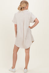 Sand Dolman Sleeve Linen Shirt Dress