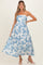 Blue Floral Strapless Maternity Midi Dress