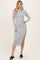 Light Grey Ribbed Knit Turtleneck Side Slit Dress