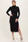 Black Ribbed Knit Turtleneck Side Slit Dress