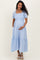 Light Blue Smocked Button Down Maternity Maxi Dress