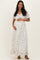 Creme Floral Chiffon Smocked Ruffle Maternity Maxi Dress