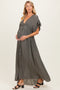 Olive Button Down Deep V-Neck Maternity Maxi Dress