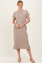 Beige Pocket Front Midi T-Shirt Dress
