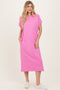 Pink Pocket Front Midi T-Shirt Dress