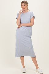Heather Grey Pocket Front Midi T-Shirt Dress