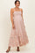Blush Halter Smocked Ruffle Tier Hem Maternity Maxi Dress