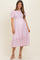 Pink Rose Floral Smocked Puff Sleeve Maternity Midi Dress