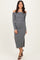 Charcoal Off Shoulder Ruched Side Slit Midi Dress