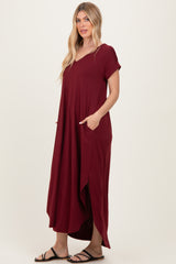 Dark Wine Side Slit Maxi Dress