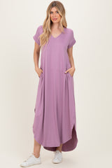 Dark Mauve Side Slit Maxi Dress