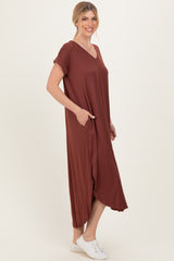 Chocolate Side Slit Maxi Dress