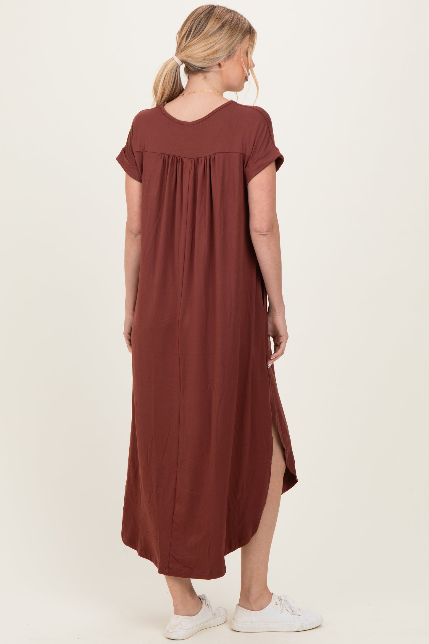 Chocolate Side Slit Maxi Dress