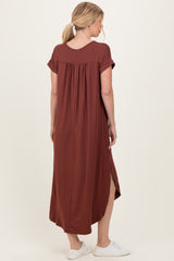 Chocolate Side Slit Maxi Dress