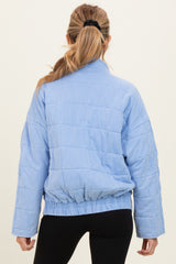 Sky Blue Oversized Quilted Maternity Jacket