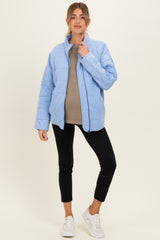Sky Blue Oversized Quilted Maternity Jacket