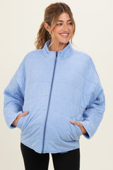 Sky Blue Oversized Quilted Maternity Jacket