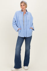 Sky Blue Oversized Quilted Jacket