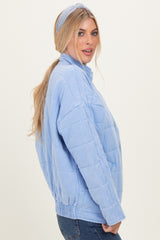 Sky Blue Oversized Quilted Jacket