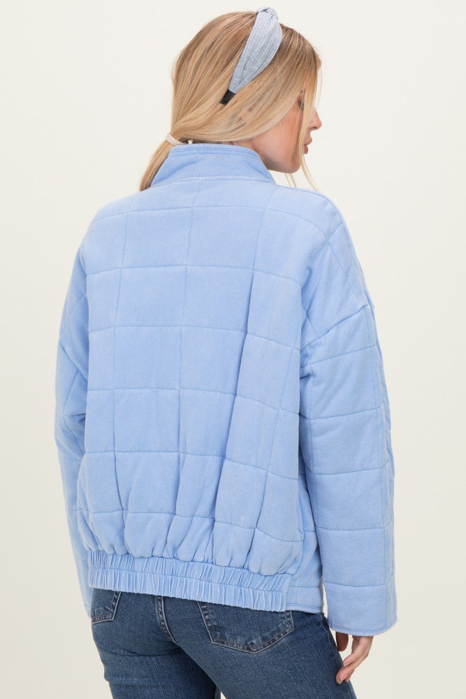 Sky Blue Oversized Quilted Jacket