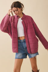 Raspberry Oversized Quilted Jacket