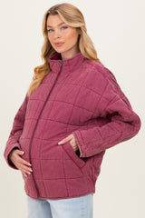 Raspberry Oversized Quilted Maternity Jacket