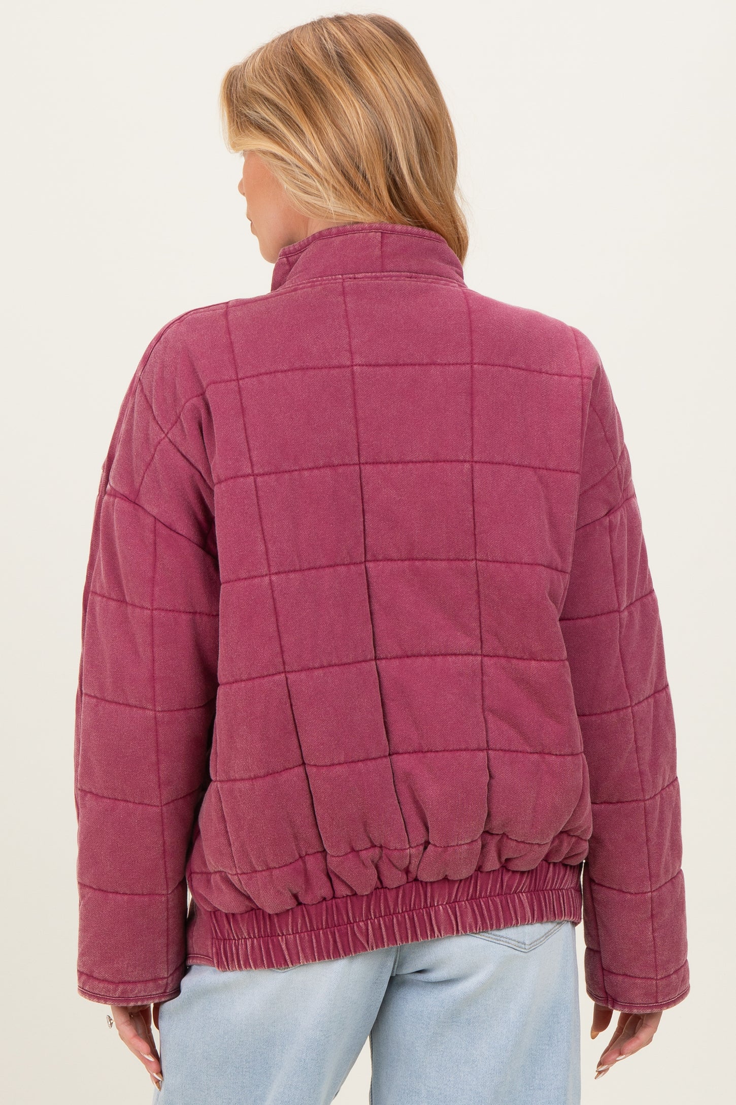 Raspberry Oversized Quilted Maternity Jacket