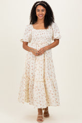 Ivory Rose Floral Smocked Maternity Maxi Dress