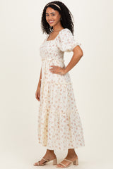Ivory Rose Floral Smocked Maxi Dress