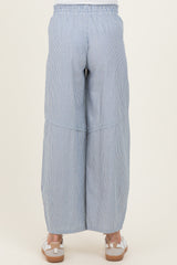Ocean Blue Striped Cotton Barrel Leg Maternity Pants