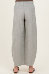 maternity wear wide-leg striped pants with a relaxed fit, shown from the back