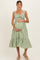 Green Gingham Front Tie Halter Maternity Midi Dress