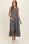 Black Floral Smocked Sleeveless Tiered Maternity Maxi Dress