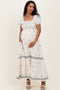 Buttercream Smocked Embroidered Floral Maternity Maxi Dress