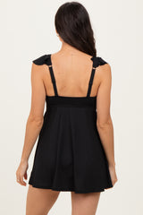 Black Tie Front Cutout Swim Dress