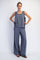 Grey Button Detail Tank Wide Leg Pant Set