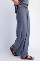 Grey Button Detail Tank Wide Leg Pant Set